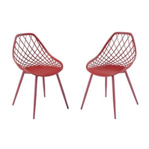 FAUTEUIL JARDIN  Chaise de jardin Métal, PVC Rouge - Vente-unique