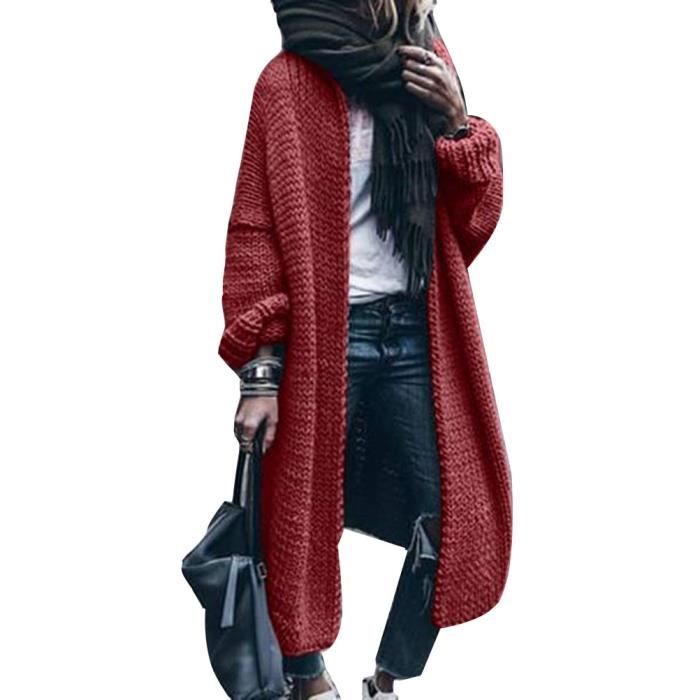 Minetom Gilet Long Femme Ouvert Épais Manches Longues Chaud Casual Grosse  Maille Outwear A rouge - Cdiscount Prêt-à-Porter