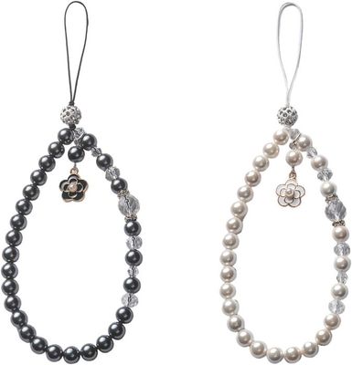 Lot De 2 Dragonnes Perles Pour Téléphone - Bracelet Décoratif Et Anti-chute, Longueur Réglable, Pour Femmes Et Filles