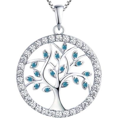 Collier Pendentif Arbre De Vie Fleuri Vert - Acier Et Résine - Longueur 50 Cm - Bijoux Des Lys