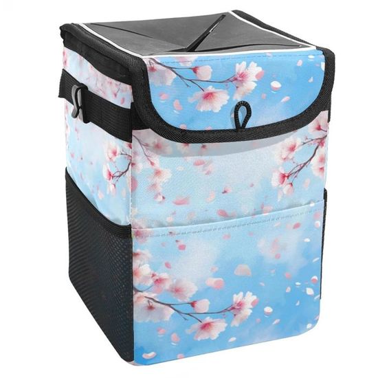 Poubelle Voiture ELZO - Avec Couvercle Et 3 Poches - Étanche Et Pliable - Tissu Oxford - Pour Voyage, Camping