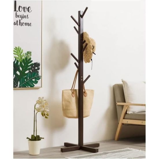 Porte Manteau Sur Pieds Présentoir En Bois Massif En Forme D'Arbre Avec