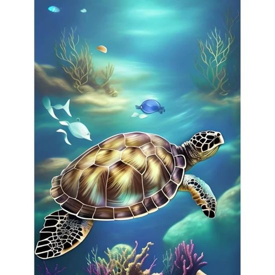 40x60CM-D Kits De Diamond Painting Tortue, DIY Broderie Diamant Peinture Mosaique Plante Point