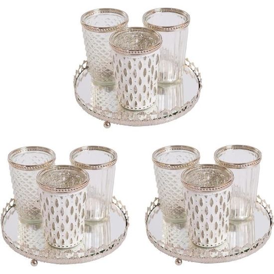 Lot De 3 Bougeoirs En Verre - 15x8cm - Transparent, Coupe-vent - Pour Bougies - 5