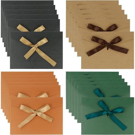 Vasemele 12 Pièces Enveloppes Colorées Enveloppe Cadeau Enveloppe Faire Part Enveloppe Originale Enveloppe Anniversaire Avec Ruban Enveloppe De Papier Nacré Avec Ruban Enveloppe Rétro Avec Rubans