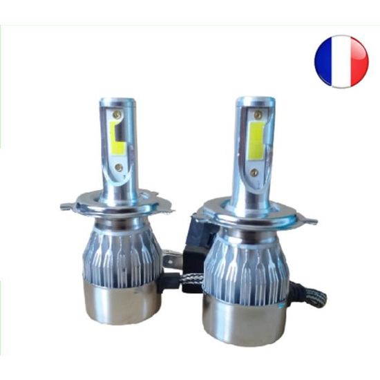 KIT AMPOULES LED H4 VENTILÉ 6000K 72W BLANC PUR AUTO MOTO FEU PHARE