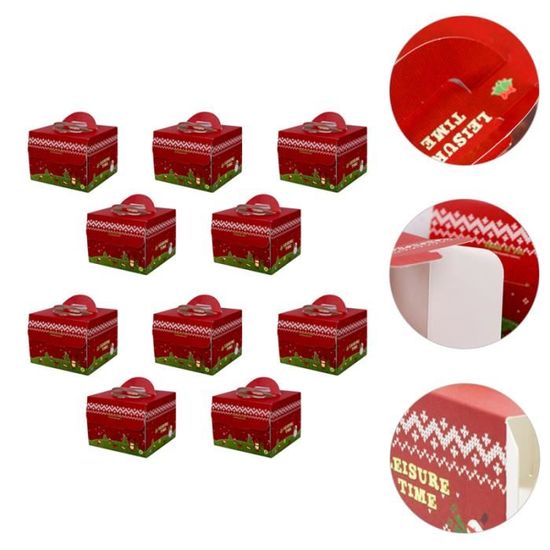 10pcs boîtes d'emballage de gâteau de Noël alimentaire conteneur de portable objet decoratif objet de decoration - bibelot