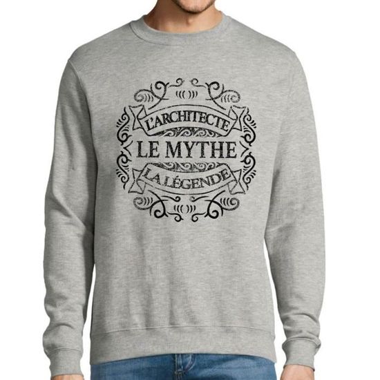 Architecte Le Mythe La Legende Sweat Homme Metier Humour Fun Et Drole Pull Sweater Ideal Pou S Gris Cdiscount Pret A Porter
