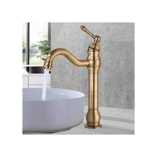 Robinet De Lavabo Noir Rétro Pivotant 360° - Bec Rotatif - Montage Monotrou - Neuf