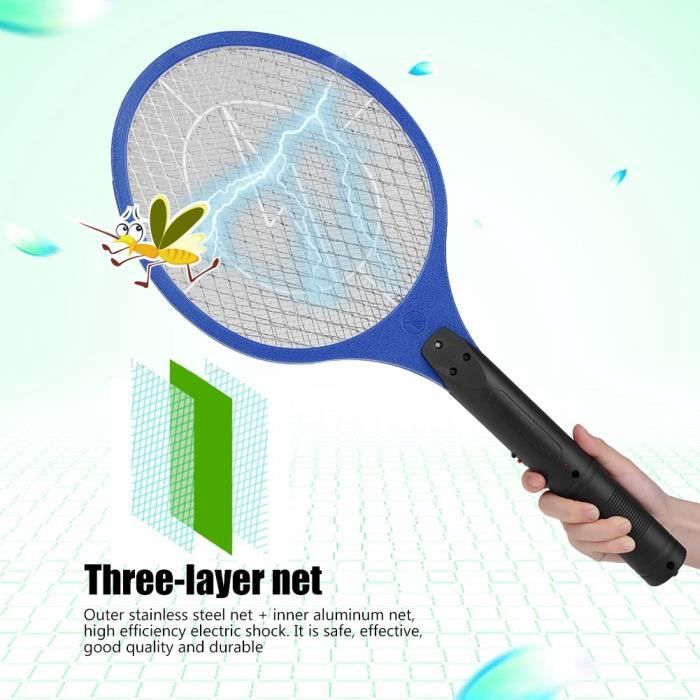 Mouche électrique sans fil rechargeable moustique tapette insecte raquette Zapper insectes tueur bleu-SEC