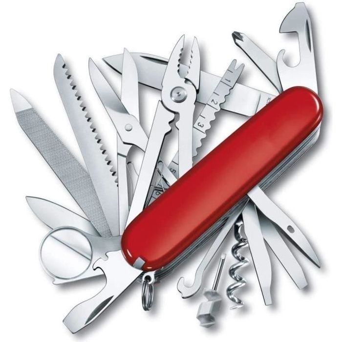 Couteau Suisse, Couteau Multifonction 32 en 1 , Léger, Multitool, 32 Fonctions, Lame, Ciseaux, Tire Bouchon，rouge
