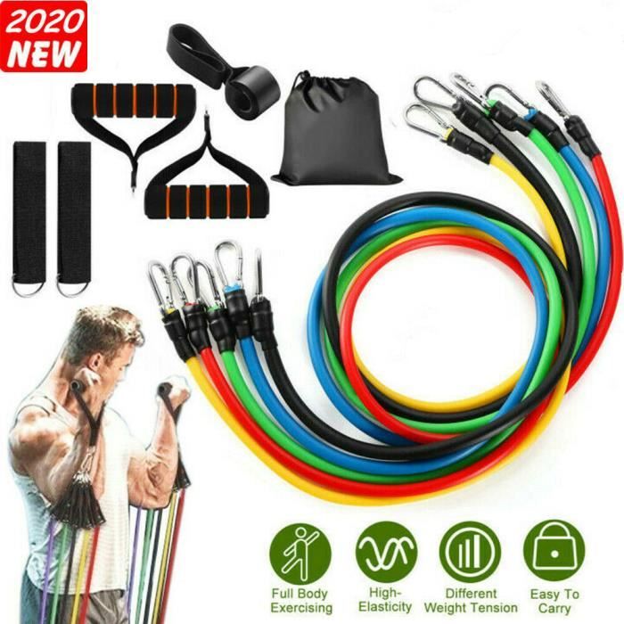 Bandes de Résistance Set Elastiques, Artizlee Kit de 11 Accessoires Musculation-Bandes de Fitness Exercice Elastiques Yoga Maison