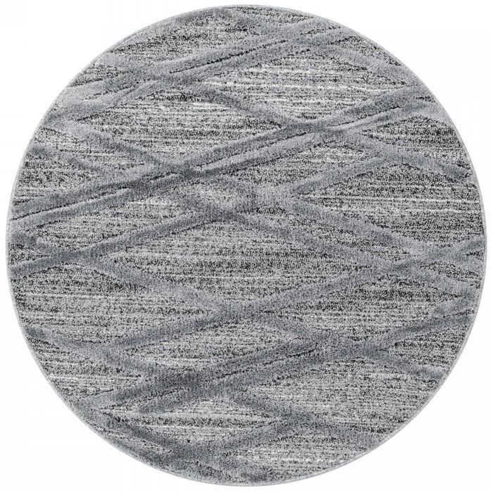 ASIMA - Tapis Bohème Rond à relief - 80 x 80 cm - Gris