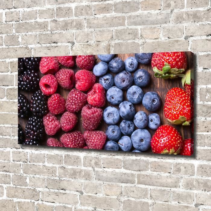 Tulup 140x70 cm art mural - Image sur toile:- Nourriture boissons - Fruits De La Forêt - Multicolore Gris