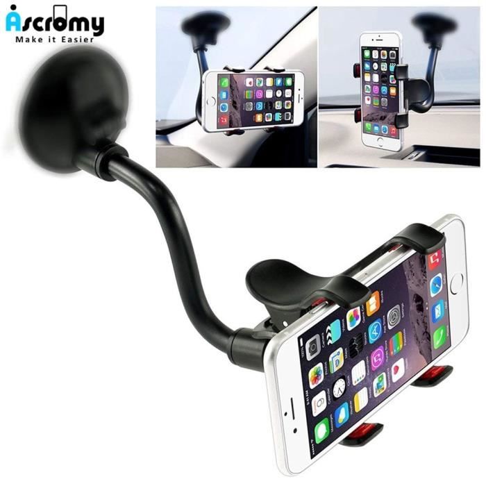 Ascromy Support universel de voiture pour téléphone portable pare-brise Long bras pince Support fort ventouse Support -EZPTESA01758