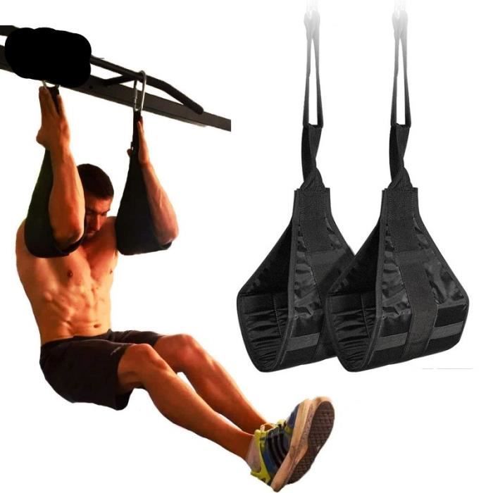 Sangles Abdominaux Suspension Ab Straps Sangle Abdos Sling Musculation Fitness - Noir 1 Paire