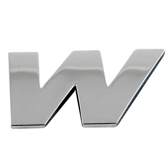 Adhesif / Sticker 3D Chrome - Lettre W - 23x27mm