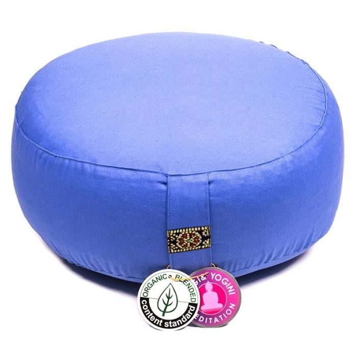 zafu en coton bio Bleu