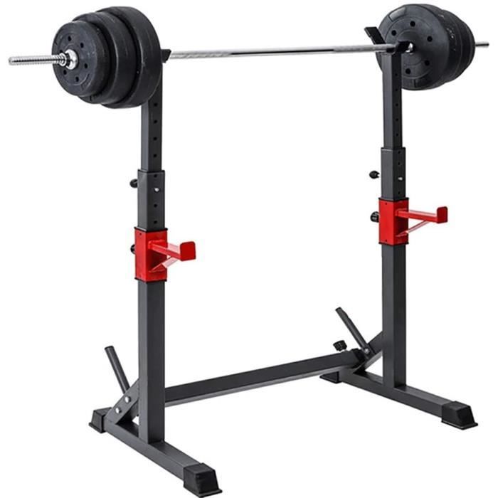 BANC DE MUSCULATION Rack de Squat à Hauteur réglable, Musculation Fitness Fitness Barbell, Squat Stands Rack Barbe128