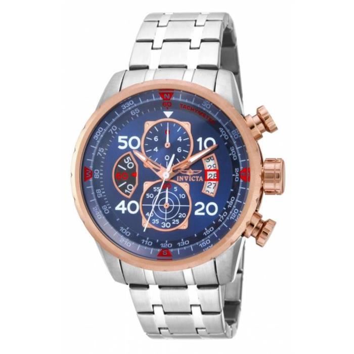 Invicta Aviator Homme Bracelet & Boitier Acier Inoxydable Quartz Montre 17203
