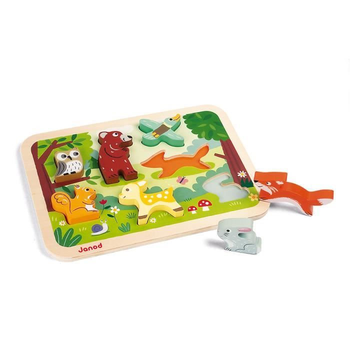 JANOD - Chunky Puzzle Forêt 7 pcs (bois) - Dès 18 Mois