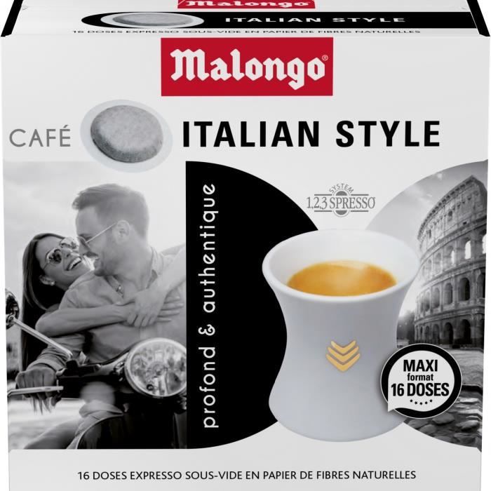 LOT DE 4 - MALONGO Expresso Italian Style - 16 dosettes de café Compatibles 123 spresso