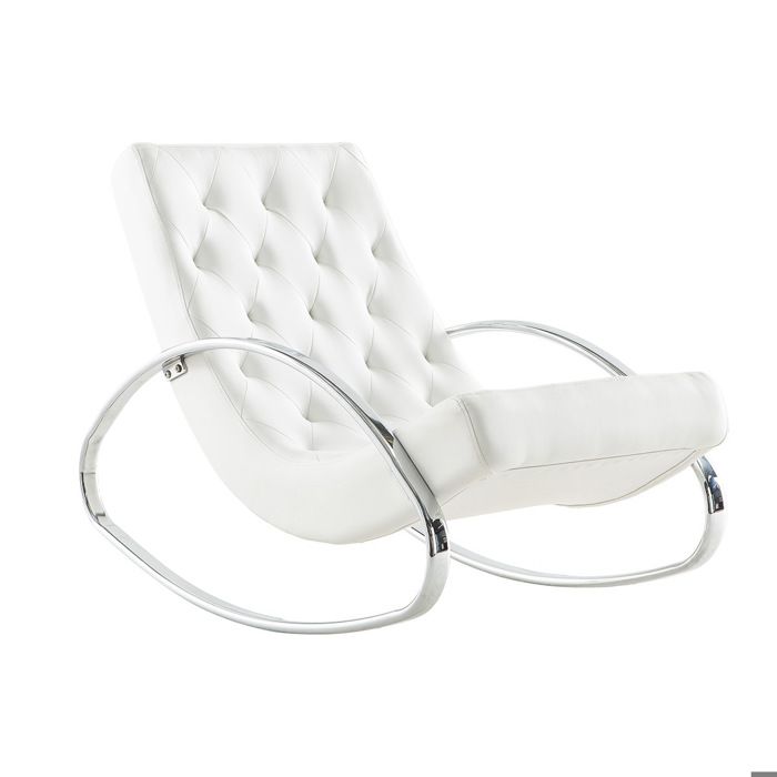 Miliboo - Fauteuil design blanc rocking chair CHESTY