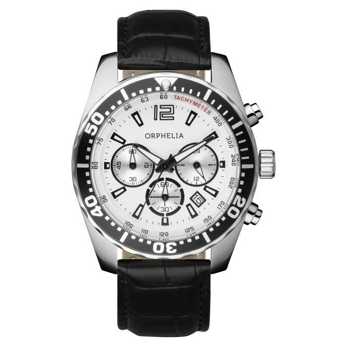 ORPHELIA - Montre Homme - Quartz Chronographe - Bracelet Cuir Noir - 153-6900-14