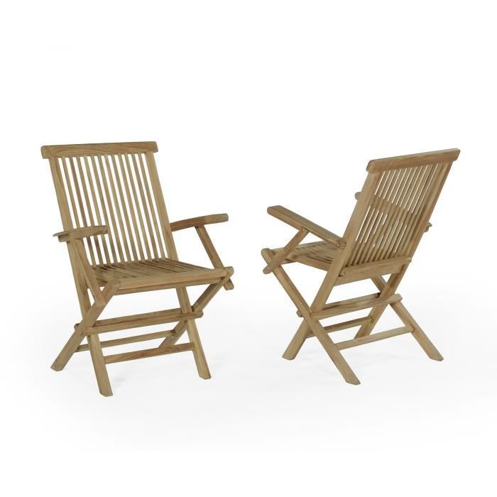 Lot de 2 fauteuils pliants en teck Ecograde Java