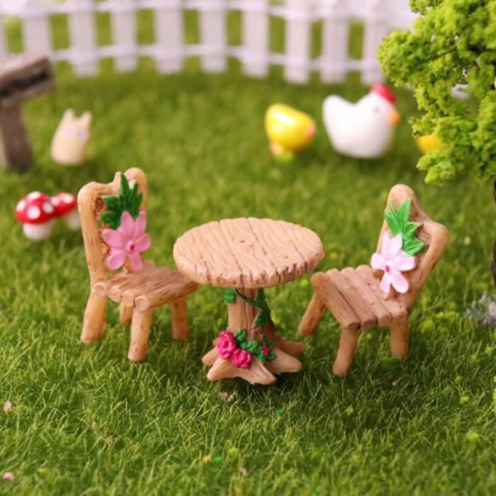 1 ensemble de chaise de table de tabouret de résine simulée décors de paysage miniatures ENSEMBLE TABLE CHAISE DE JARDIN