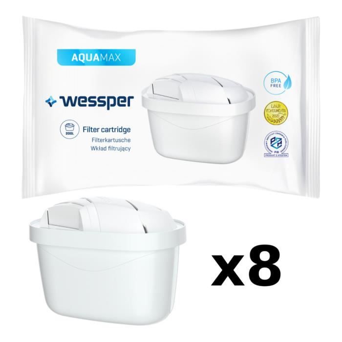 WESSPER 8 pcs cartouches filtrantes pour Brita Marella, Elemaris, Dafi, Aquaphor