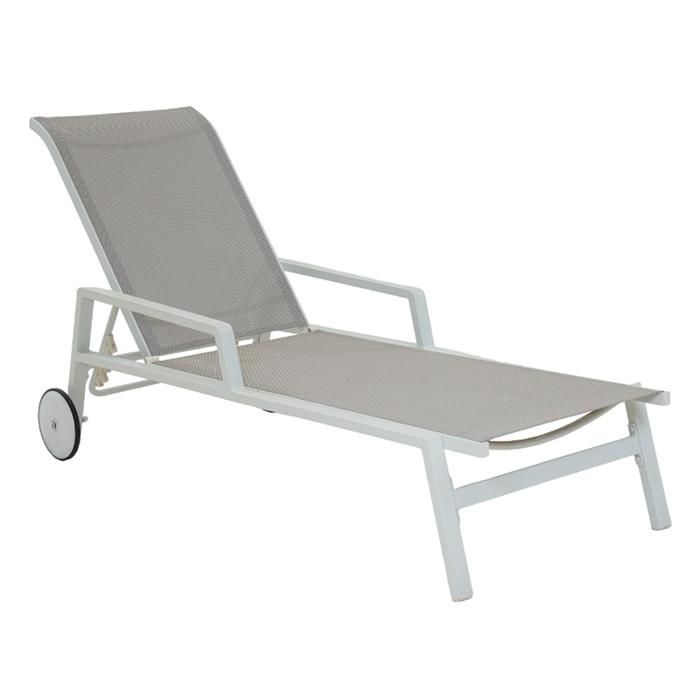 bain de soleil dina en aluminium blanc et textilène gris - dimensions : 164 x 74 x 39.5 cm - collection beau rivage®