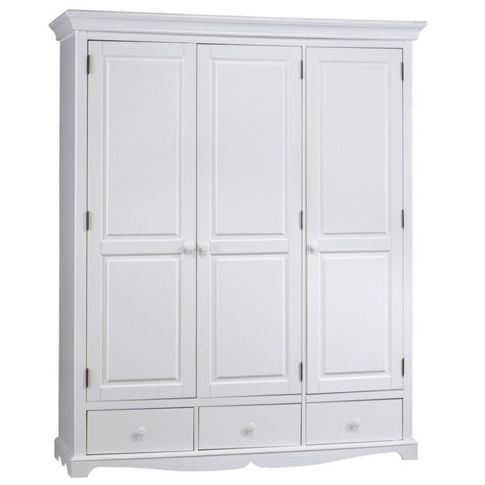 Armoire Penderie - Blanc - Style Anglais - 3 Portes - 3 Tiroirs - 164 3 x 194 8 x 54 5 cm Armoire Penderie - Blanc - Style Anglais - 3 Portes - 3 Tiroirs - 164 3 x 194 8 x 54 5 cm
