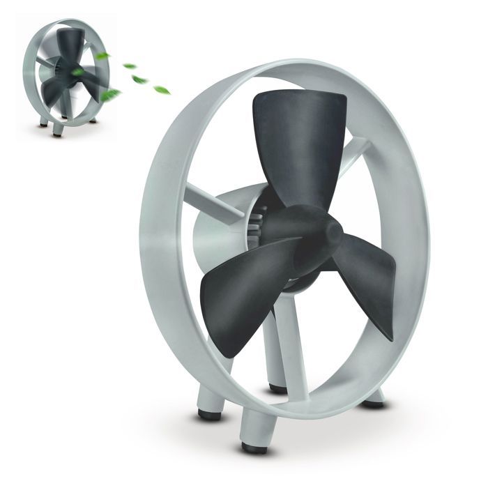 FISHTEC Safe Blade — Ventilateur de bureau 18 W 3 pâles souples silencieux prise secteur gris - Fishtec