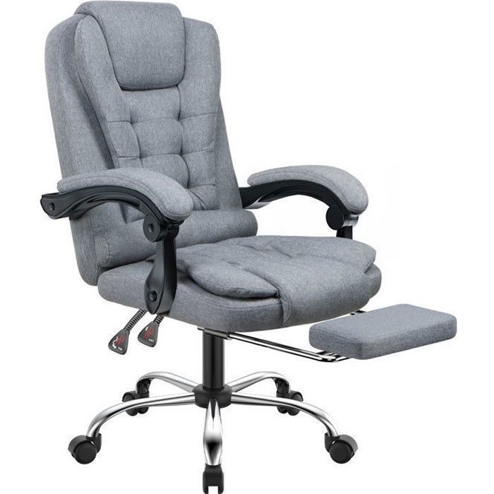 Fauteuil De Direction Large DoChair, Chaise De Bureau Ergonomique Avec Repose-pieds, Noir