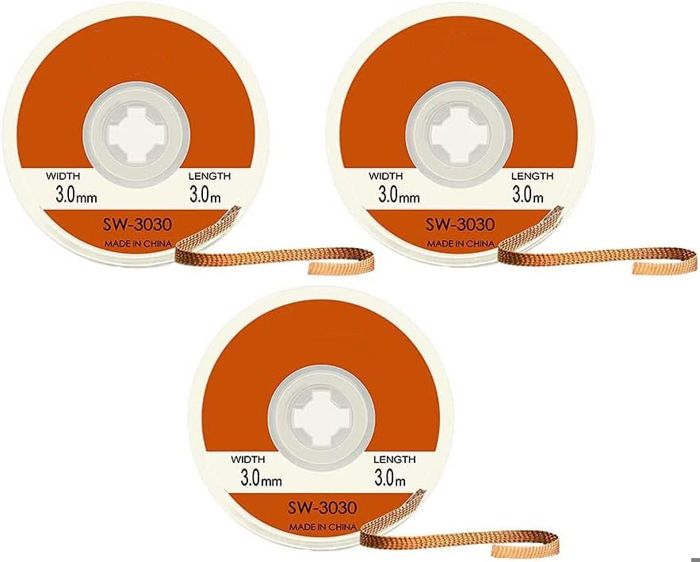 Tresse à Dessouder Cuivre 1.5m - 7 Tailles (1mm à 4mm) Pour Nettoyage Soudure PCB Électronique