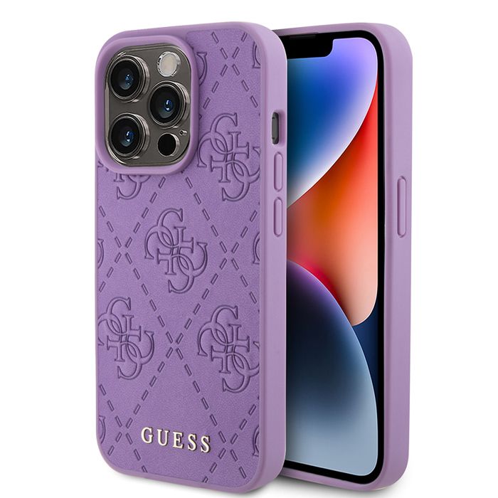 Guess Leather 4G Stamped Étui pour iPhone 15 Pro Max