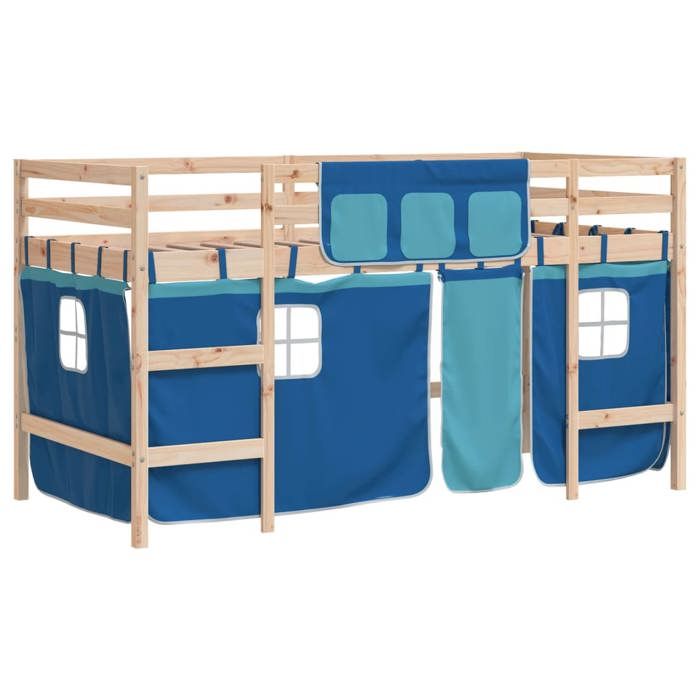 SALE 2025Lit mezzanine enfants avec rideaux - 1 place - bleu 80x200cm - Charge : 280 kg - CHILL61369 SALE 2025Lit mezzanine enfants avec rideaux - 1 place - bleu 80x200cm - Charge : 280 kg - CHILL61369