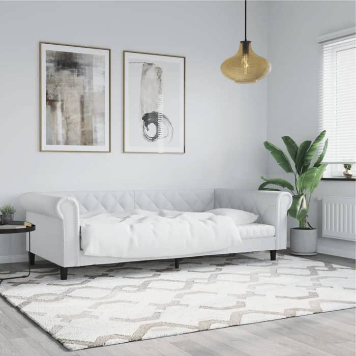 SALE 2025Lit gigogne simple/Lit de jour blanc 80x200 cm similicuir 28.7 Kg 8862