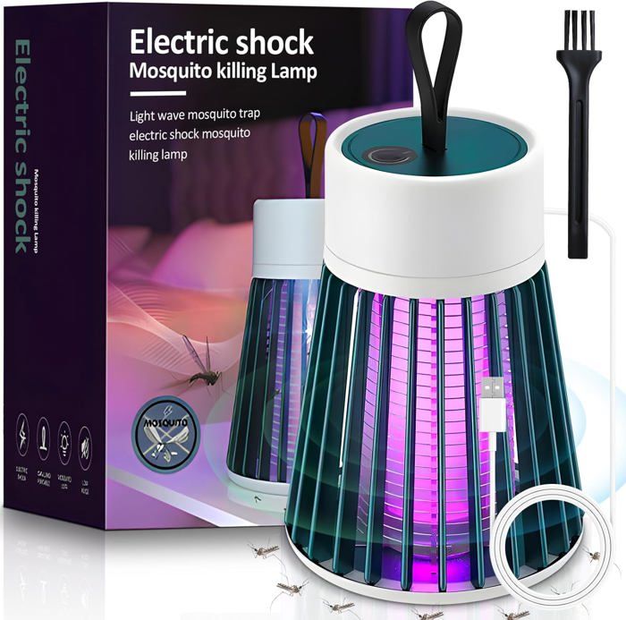 Lampe Anti-Moustiques Zappify 2.0 - Tue-Moustiques UV Rechargeable, 2000V, Portable, Pour Intérieur/Extérieur (Vert)