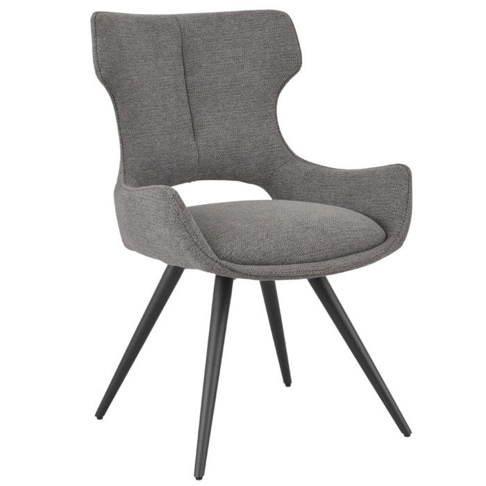 Chaise pivotante 180° tissu gris foncé et pieds métal noir – SEVILLE Meubletmoi Chaise pivotante 180° tissu gris foncé et pieds métal noir – SEVILLE Meubletmoi