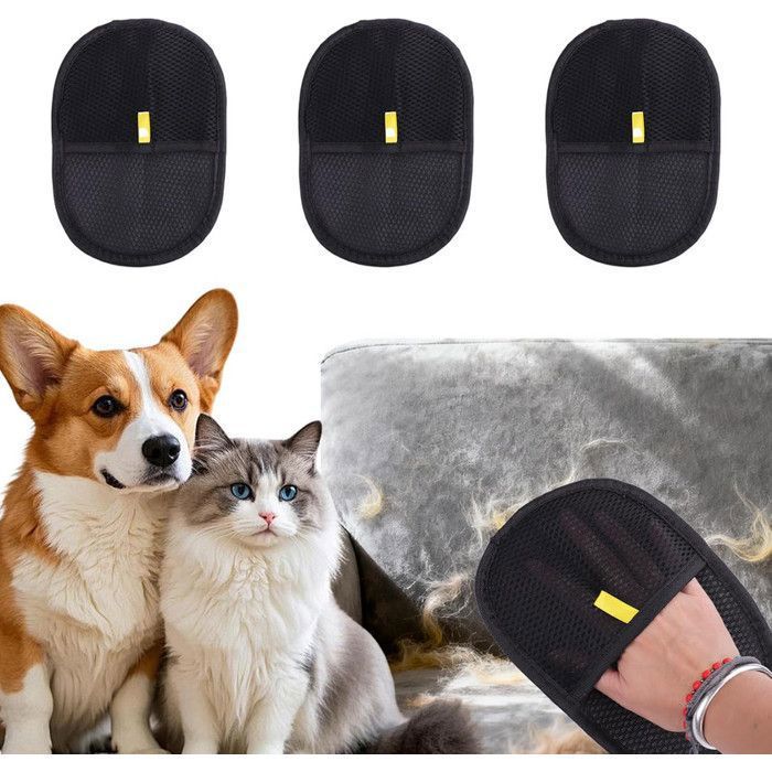 Comparer les prix de Lot de 2 paires de gants anti-poils statiques pour animaux de compagnie,réutilisables,nettoyants et épilatoires,noirs,23x17 cm