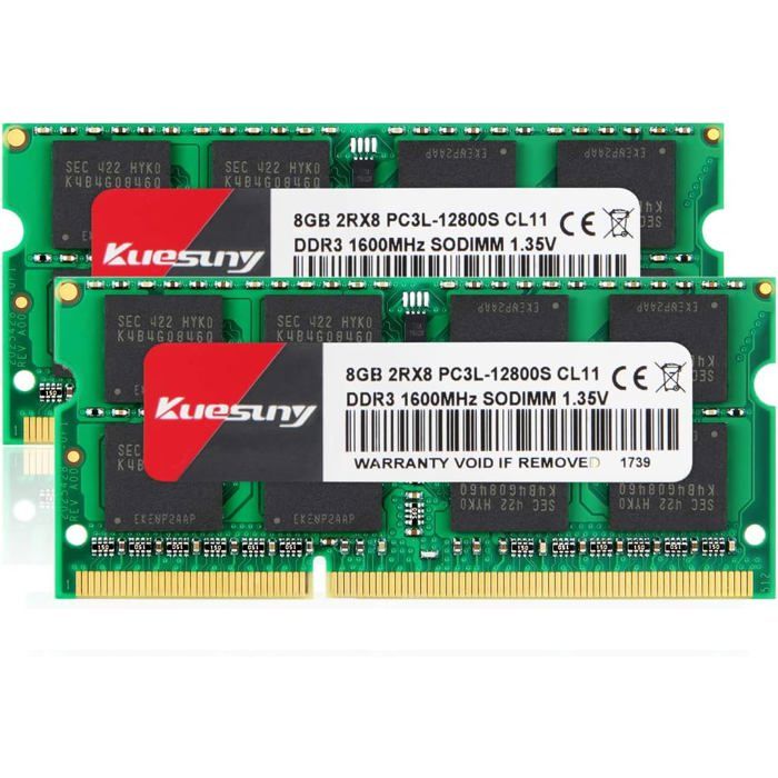 Kit RAM 16 Go (2x8 Go) DDR3L 1600 MHz PC3L-12800S Pour QNAP NAS TS-651, TS-653 Pro, TS-851 – Neuf Samsung