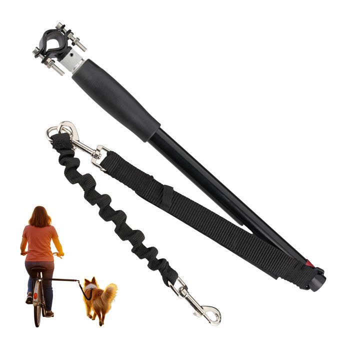 Meilleurs prix pour Relaxdays laisse de vélo pour chien barre pour vélo avec écartement laisse flexible mains libres noir