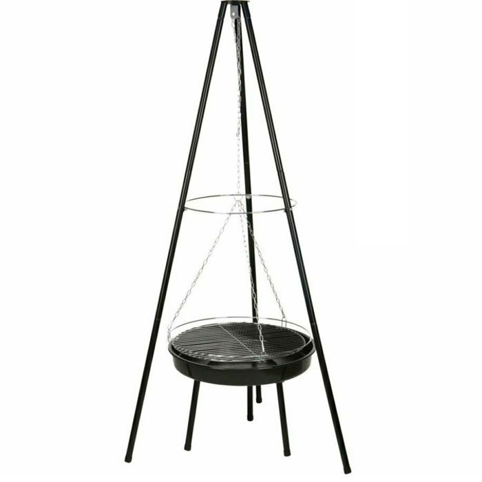 Barbecue en acier noir trépied et chromé 52x52x151cm