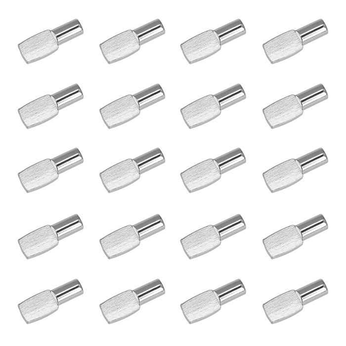 Lot de 20 taquets détagère 5 x 19 mm - broches support en fer nickelé