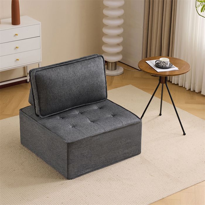 Chauffeuse 1 Place Adulte et Enfant Petit Canapé Chambre Ado Canape Modulable Interieur Mini Canapé Gris Tissu en Lin 1 Pièce