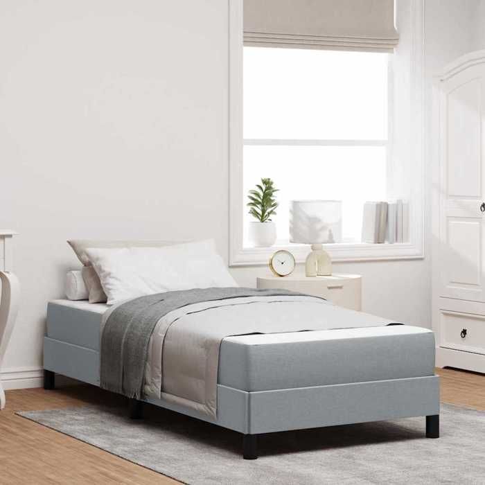 CLARENCE® Lit 1 PLACE/ Lit à ressorts - Lit plateforme - avec matelas - Gris clair 90 x 200 cm - tissu LV12222