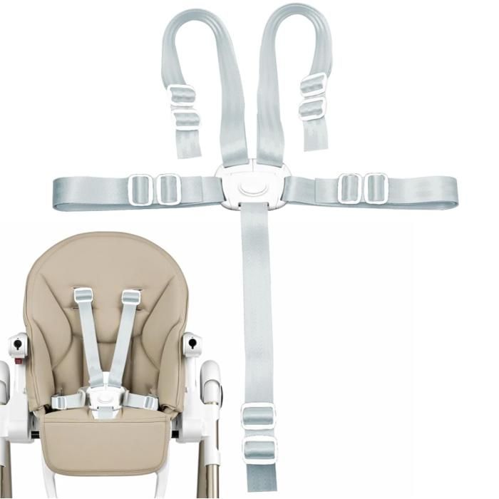 Harnais Chaise HauteSangle Chaise Haute BebeHarnais 5 Points pour PoussetteAjustable Ceinture de Sécurité pour PoussettePour