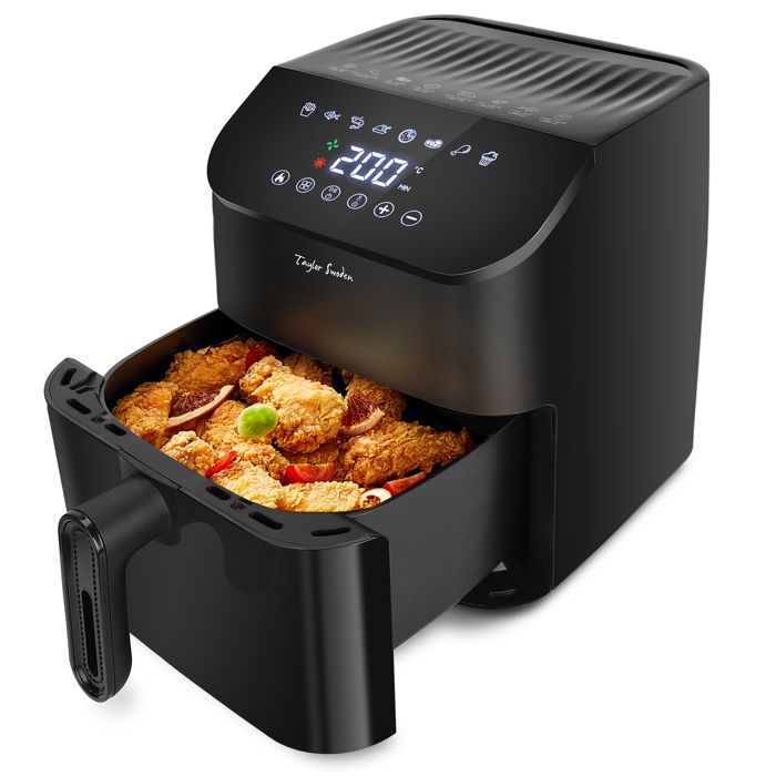 TAYLOR SWODEN  Friteuse &agrave; air chaud 4,5L 1350W Noir, &eacute;cran tactile LED, 8 menus rapides, fonction DIY et pr&eacute;chauffage, minuterie 60min, cuisson saine sans huile 